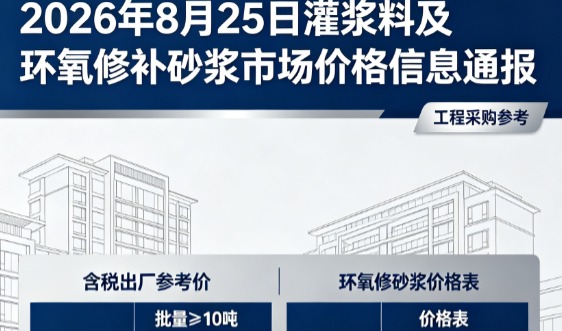 紫阳2026年8月25日灌浆料及环氧修补砂浆市场价格信息通报